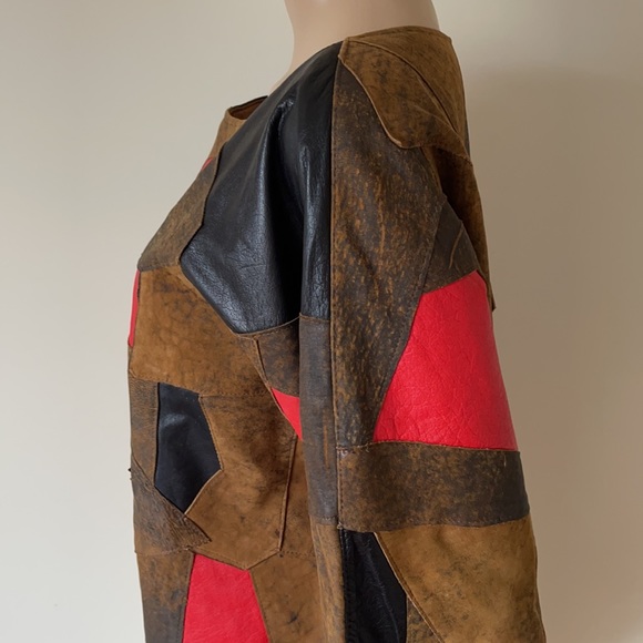 VINTAGE | Leather patchwork top - Picture 5 of 12